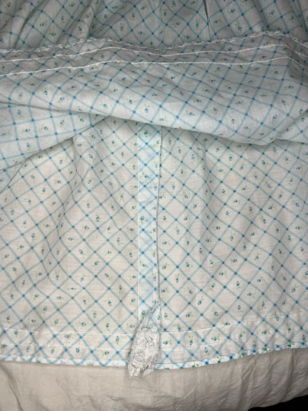VTG Handmade Baby Toddler Dres Peter Pan Collar Ruffle Accent Blue White 12-18M?